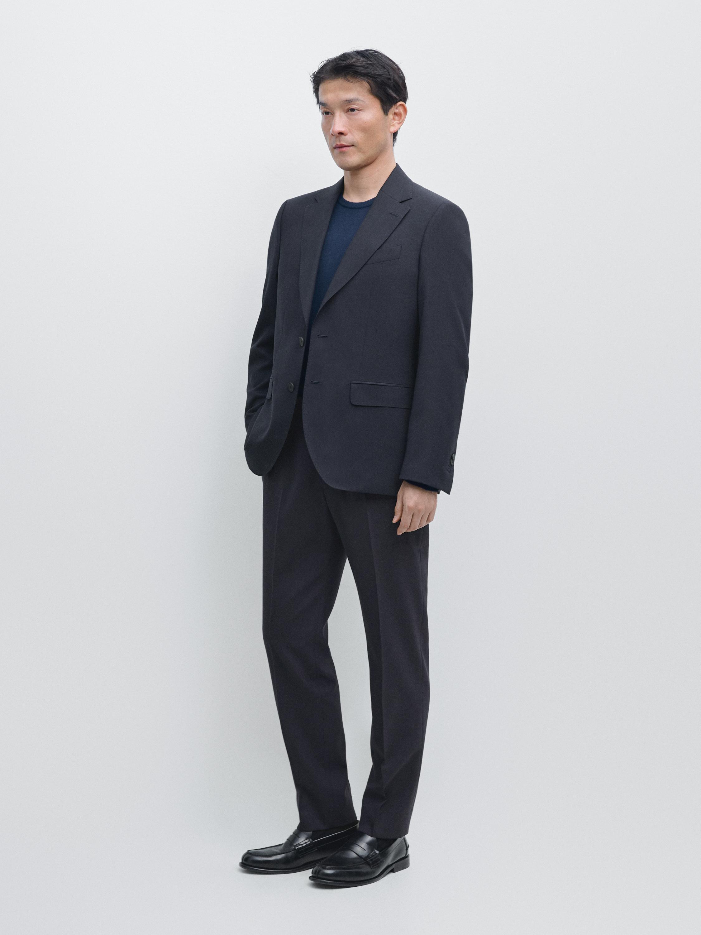 Cool wool blend suit trousers
